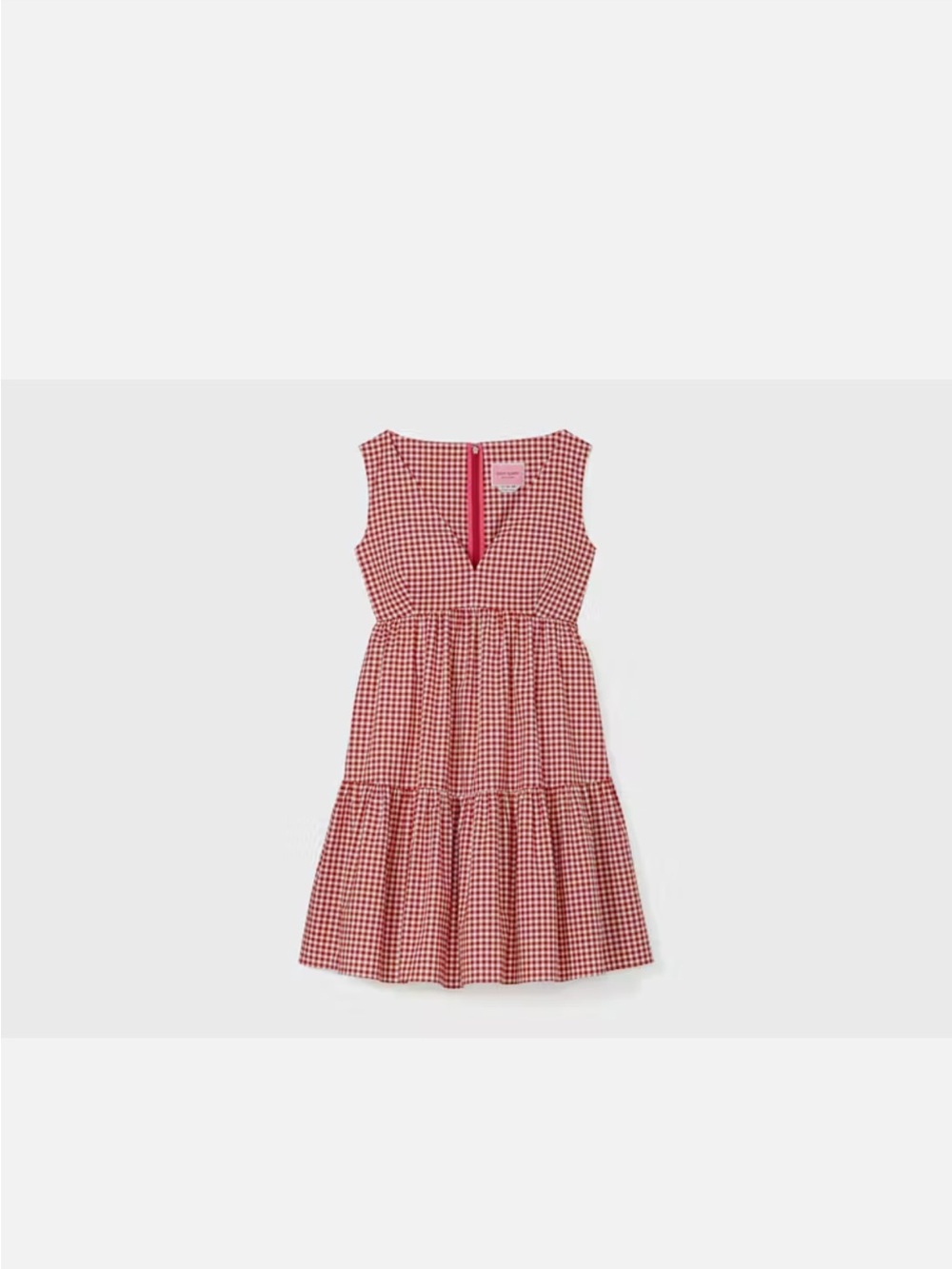 kate spade vineyard red Gingham Tiered Sleeveless Dress